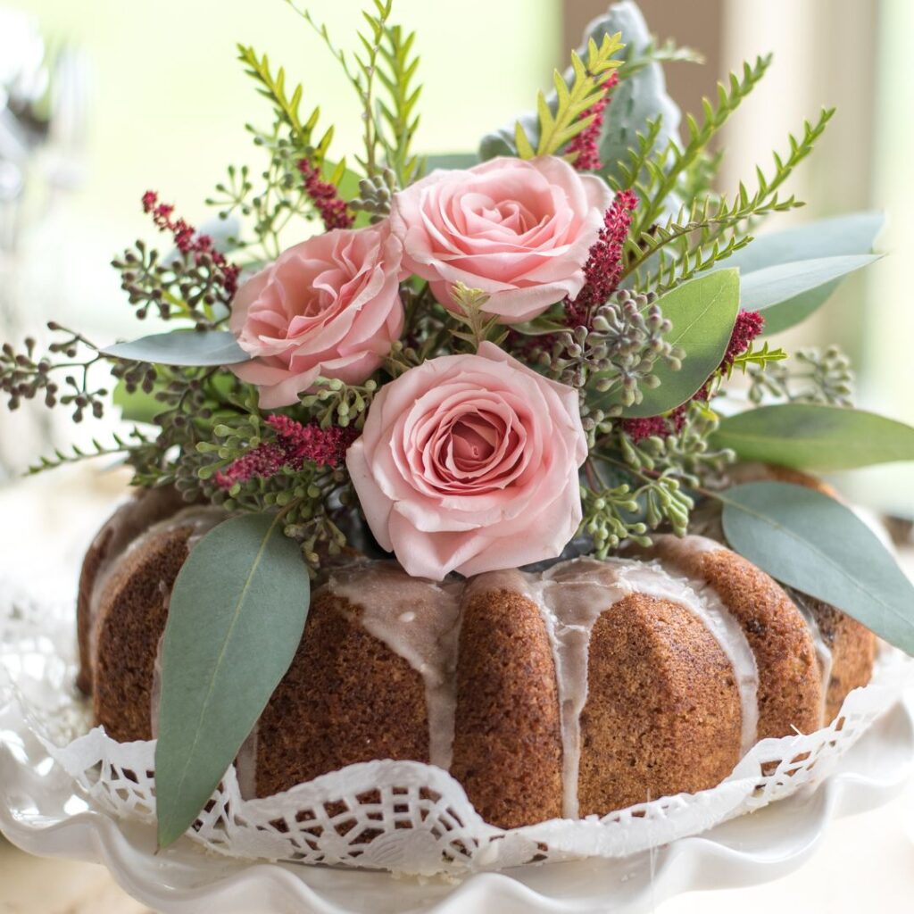 Fresh Flower Arrangements on Cake Top