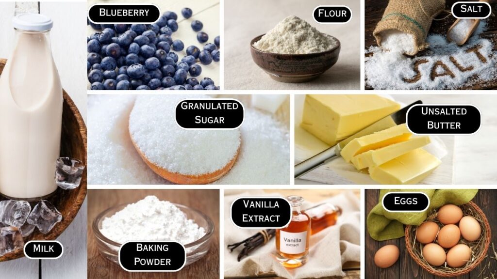 Ingredients Required to make Blueberry Cake Recipe