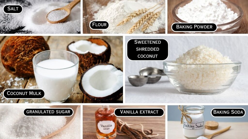 Ingredients Required to make Coconut Cake Recipe