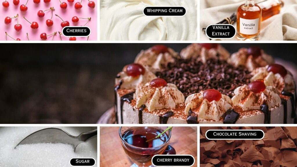 Ingredients Required to make Black Forest Cake Recipe