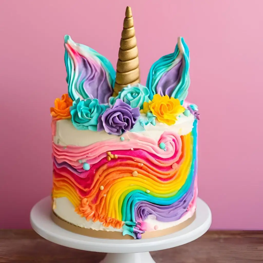 Rainbow Mane Unicorn Cake Design,  rainbow unicorn cake design

