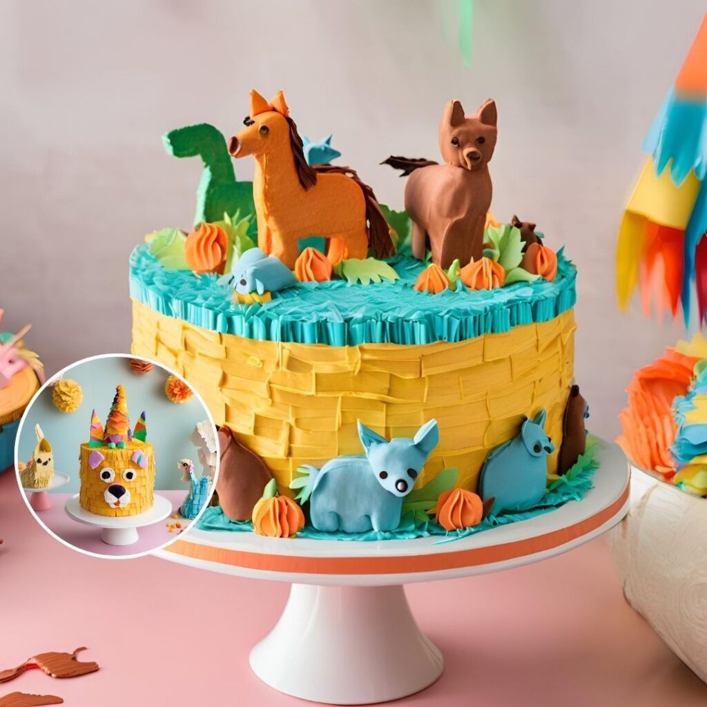 Animal-Themed Pinata Cake Design