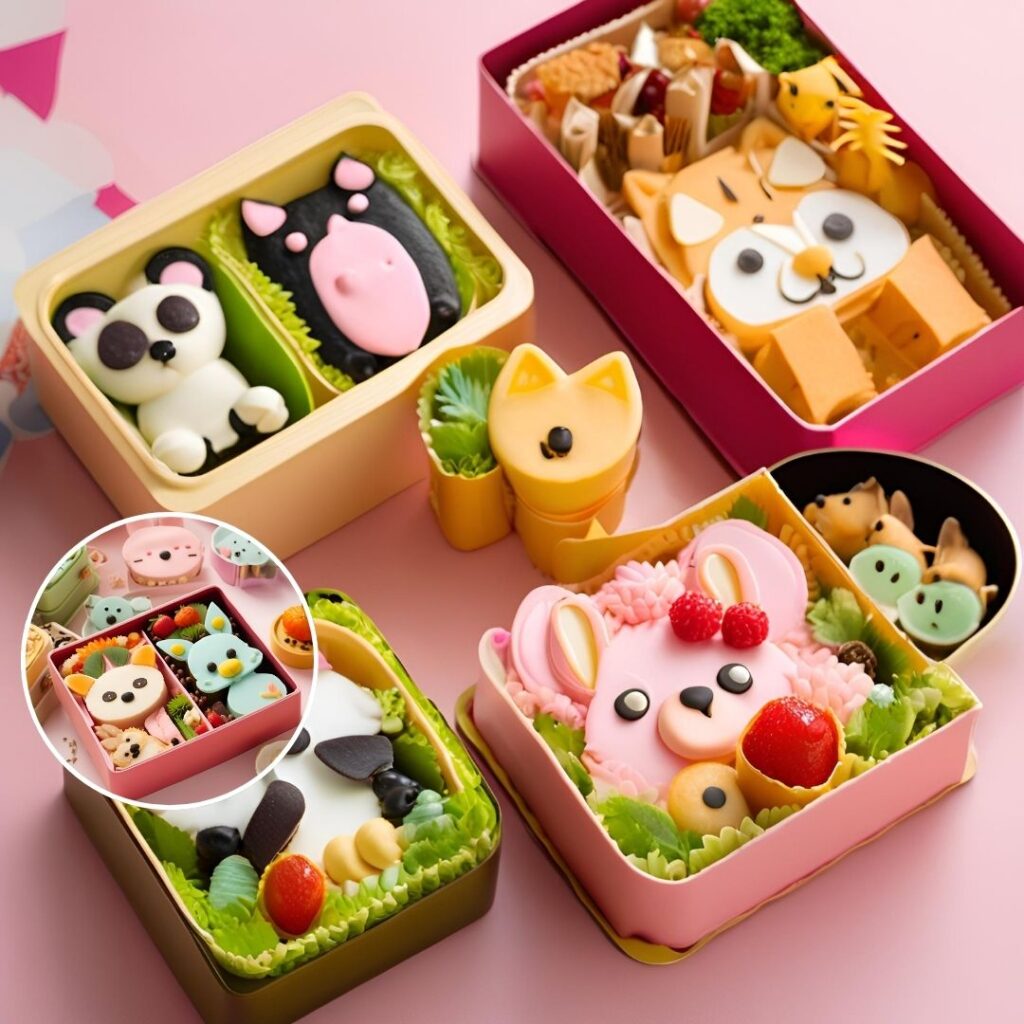 Cute Animal Themes Bento Cake Design