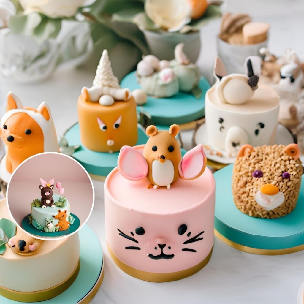 Whimsical Animal Themes Mini Cake Design