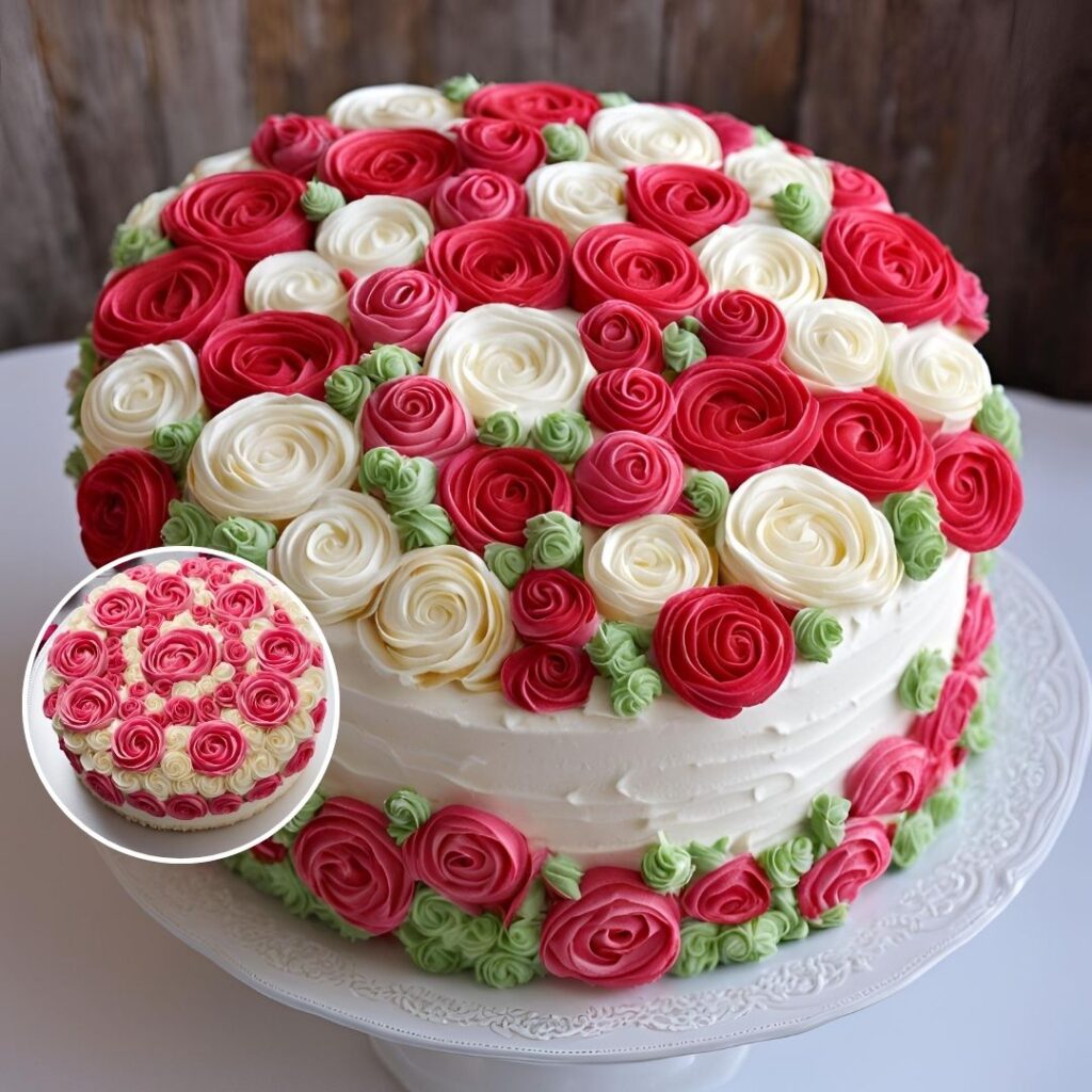 Whipped Cream Roses Cake Decoration Ideas