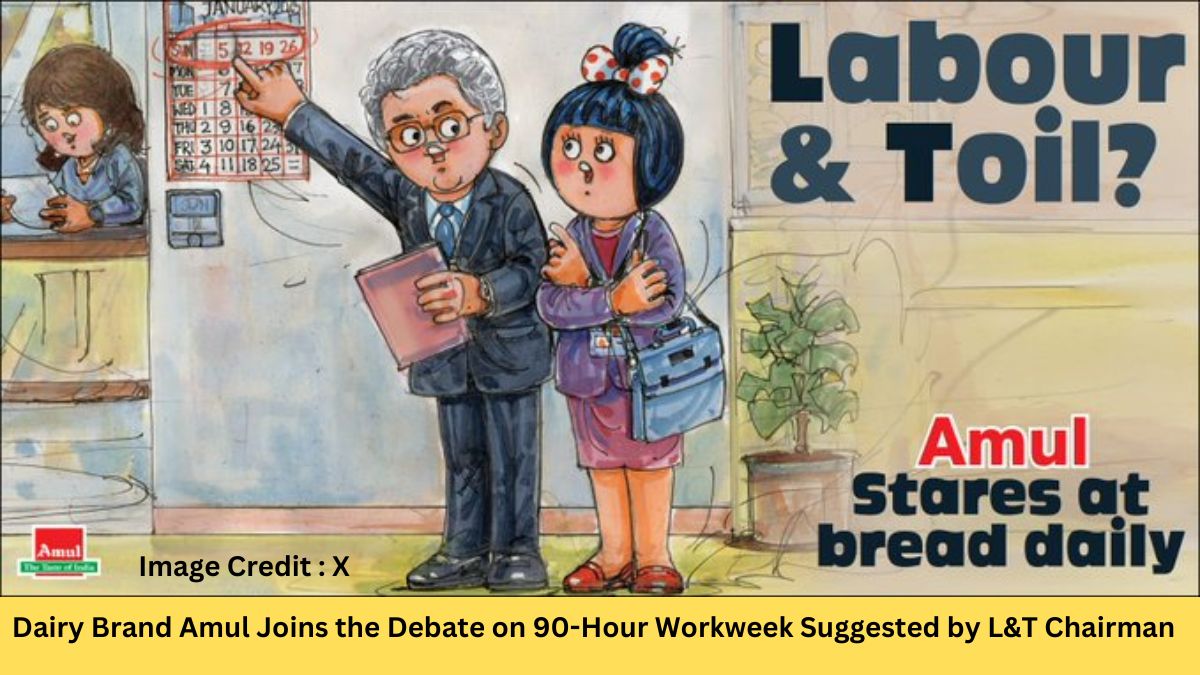 Dairy Brand Amul Joins the Debate on 90-Hour Workweek Suggested by L&T Chairman