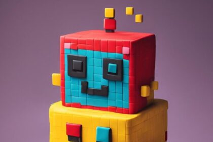 Retro Pixel Robot Cake