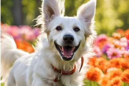 A happy dog wagging its tail